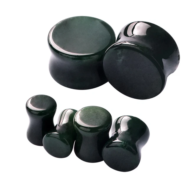 1 Pair Moss Agate Stone Ear Plugs Natural Gauges Organic Flesh Tunnels Earrings