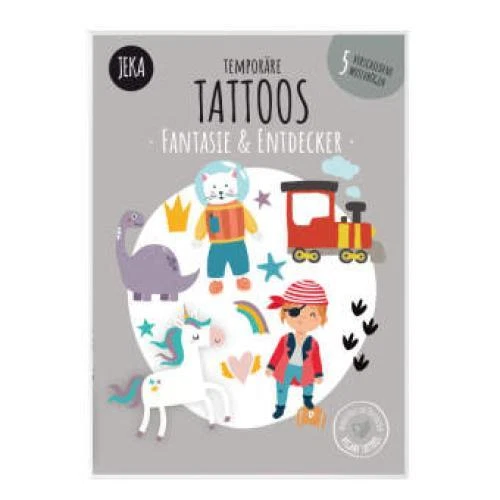 Temporäre Tattoos Fantasie & Entdecker 5 verschiedene Motivbögen 6398