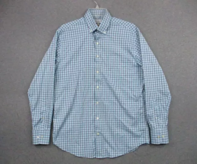 Peter Millar Summer Comfort Shirt Medium Mens Stretch Nylon Pastel Blue Plaid