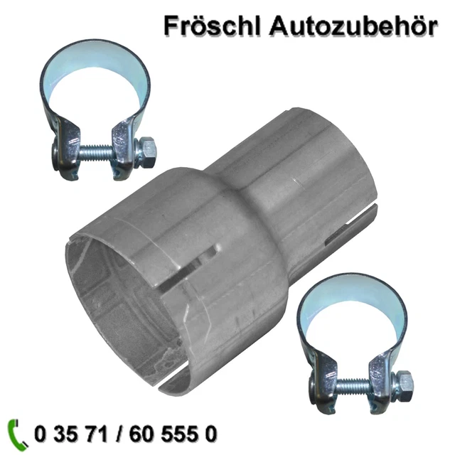 Rohr Reduzierstück 45mm ↗ 60mm Auspuff Adapter c* Bandstahl Schellen 9*