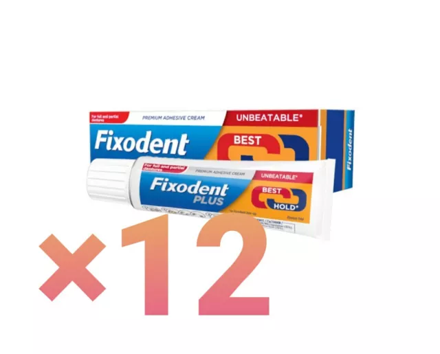 Fixodent Plus Denture Adhesive Cream Dual Power, 40g - 12 Pack