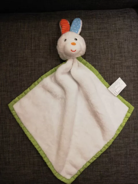 Doudou Nanjing Kestrel Toy Action Lapin Plat Blanc Vert bleu Grelot Hochet ZD