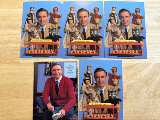 Lot Of 5 Mr. Rogers' Neighborhood Postcards Unused (1993) Feat. Puppets /Trolley