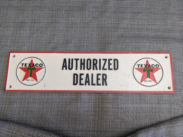 TEXACO Cast Iron Sign Plaque AUTHORIZED DEALER Station Gas Station oil Wall