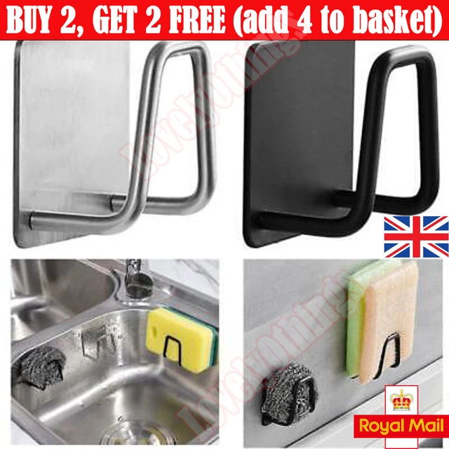 Self Adhesive Steel Stainless Hook Sponges Holder Sink Caddy For Kitchen Bath✤