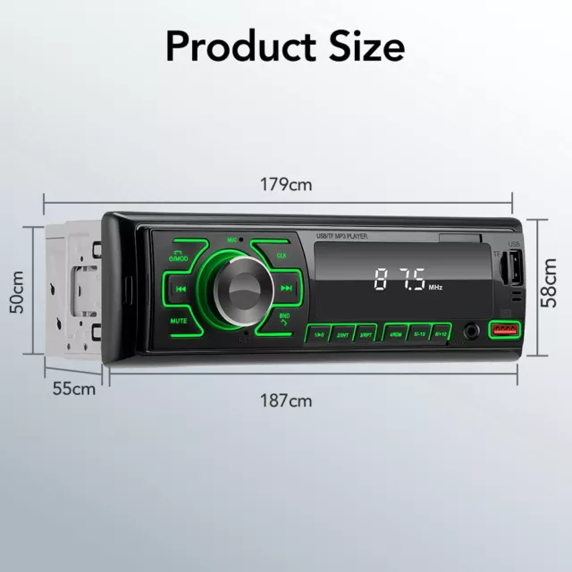 45W 12V 1DIN Autoradio Bluetooth Musik Car Stereo MP3 Player USB TF AUX In-Dash 2