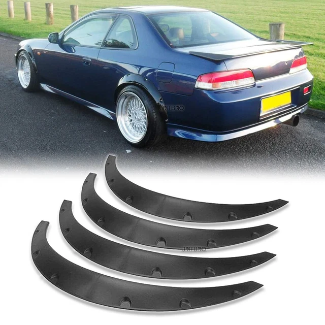 Extra Wide 4.5” Flexible Fender Flares – Fits Honda Civic Del Sol Prelude, 4-Piece Set, Black PU