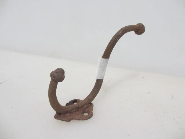 Victorian Iron Coat Hook Hat Hanger Old Vintage Antique Acorn Ends