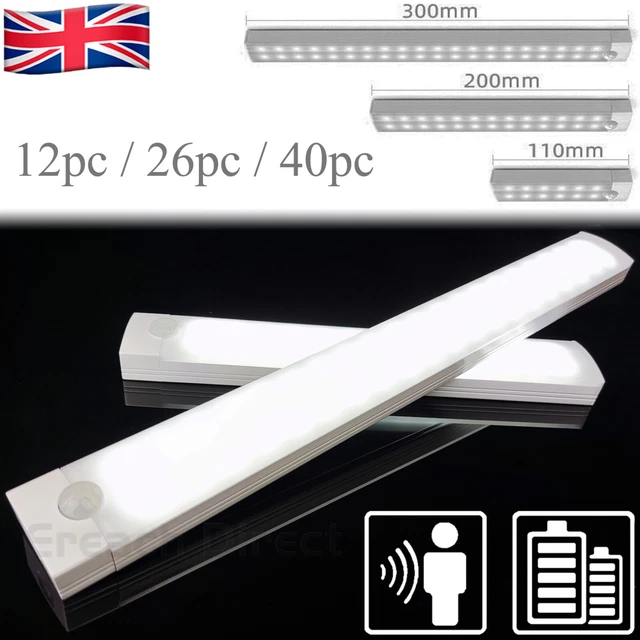 LED MOTION SENSOR USB Rechargeable Wireless PIR Strip Light Cabinet ...