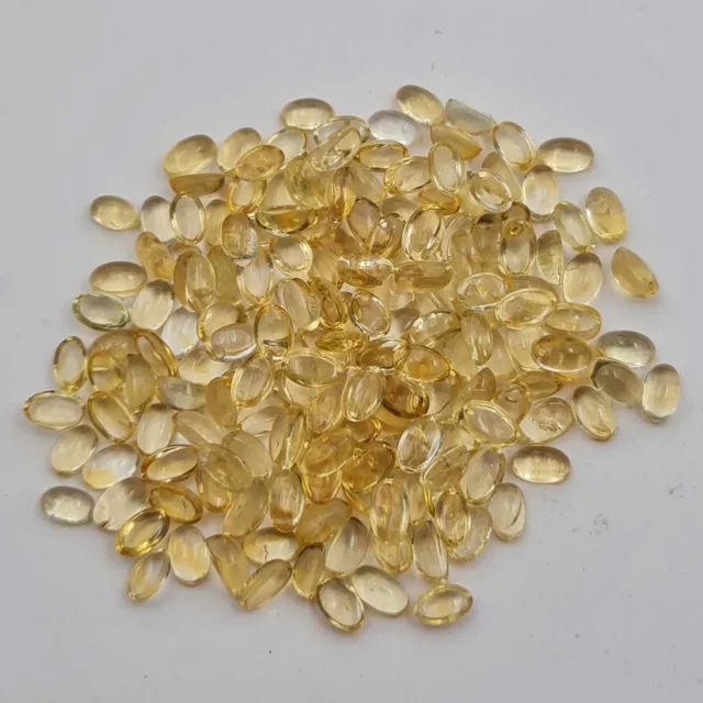 Naturel Citrine Ovale Cabochon Desseré Gemme Lot 194 Pièces 3 5 MM 50 CT