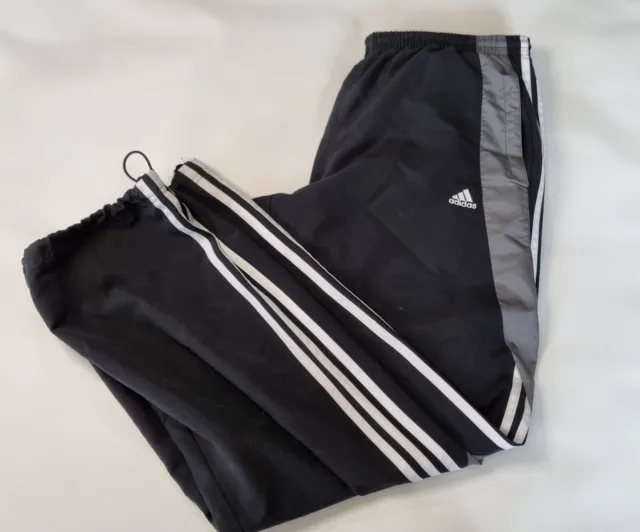 Pantaloni da ginnastica Adidas uomo tuta inferiore grigio blu UK taglia XL logo a righe