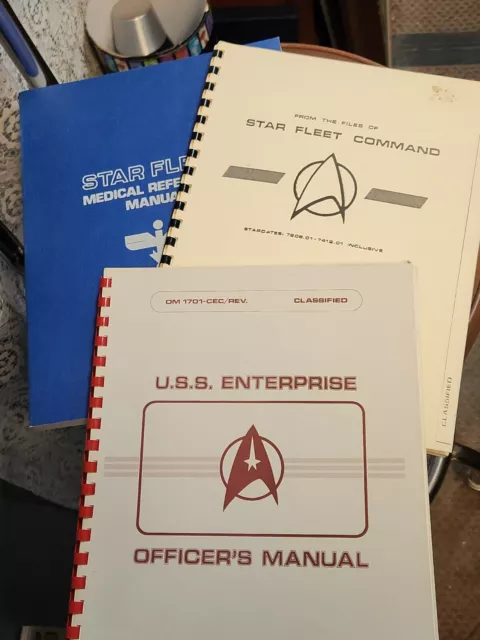 3 STAR TREK USS ENTERPRISE Books - 2 Spiral Bound × Medical Reference Manual
