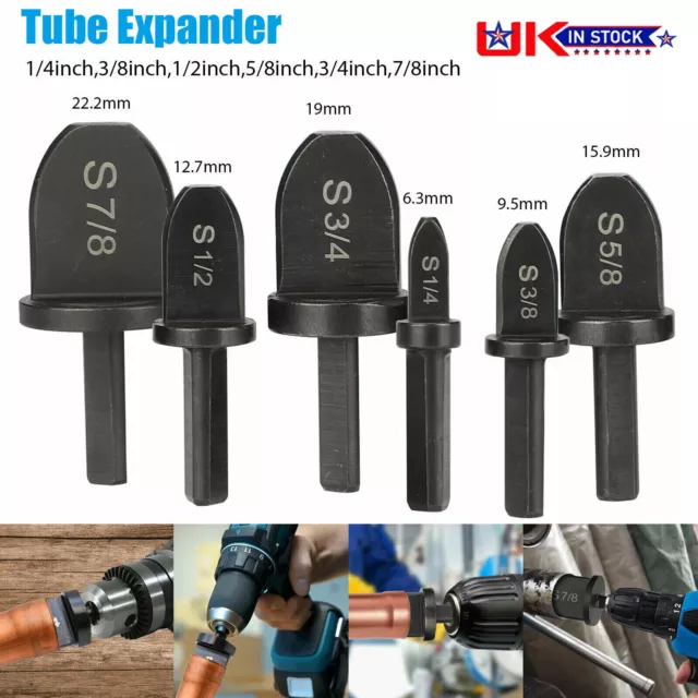 6x Tube Expander Swaging Air Conditioner Copper Pipe Drill Bit Flaring Tool Set