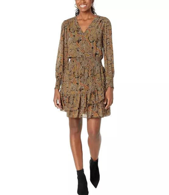 MICHAEL Michael Kors Paisley-Print Smocked-Waist Dress 7A 1547