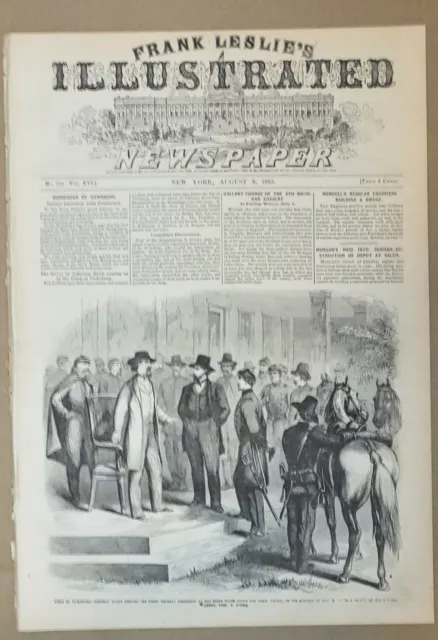 Frank Leslie's  8/8/1863  JEB Stuart in Maryland  /  Dramatic Cavalry battle