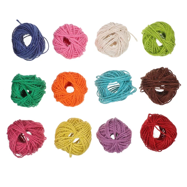 12 rollos de fiesta lima de cáñamo de colores decorativos yute-twines hechos a mano yute