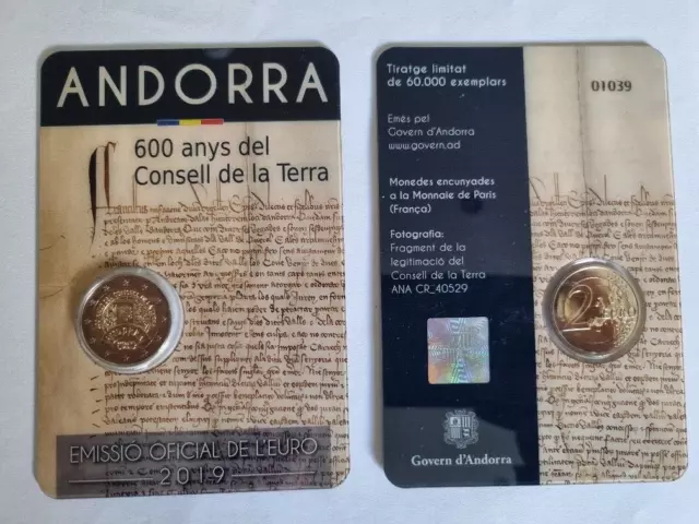2 Euro Gedenkmünze Andorra 2019 Terra BU im Folder / Blister - OVP Sondermünze