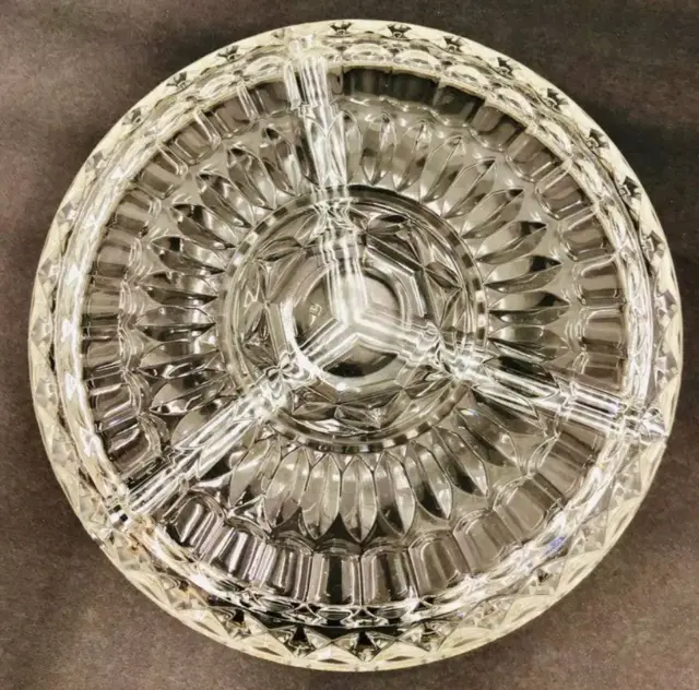 Stunning Early Vintage Cut Glass Three Sectioned Serving Dish / Bowl with Silver