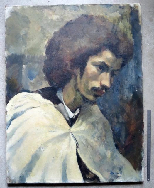 Tableau Peinture Huile / toile. Portrait de jeune homme. Signé A. Durand 1936