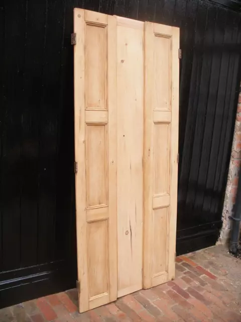 Pair reclaimed stripped pine Victorian window shutters