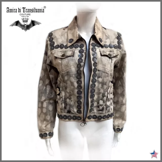 vintage women jacket iconic biker elegant original luxury brand logo embroidered