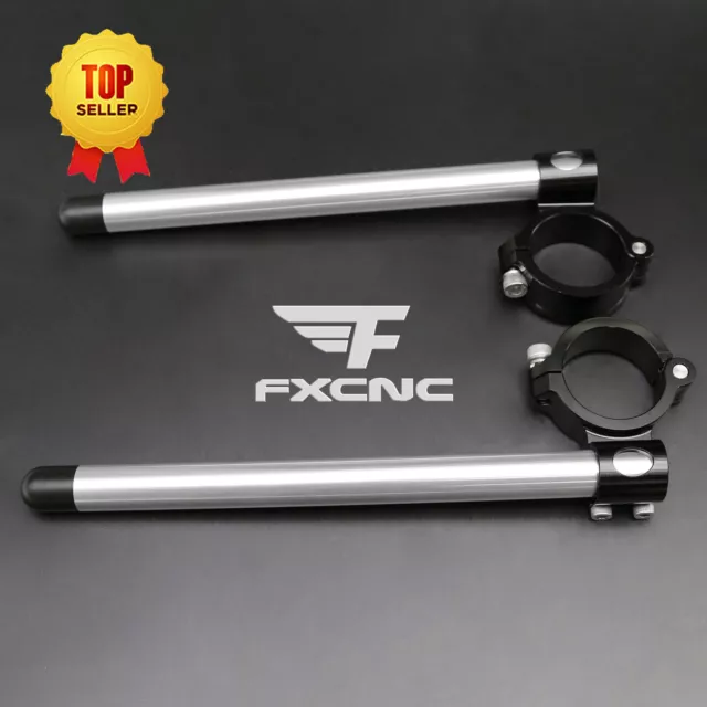 41MM Silver&Black 7/8'' Bar Clip Ons Fork Handle Bar Handlebar Universal Regular