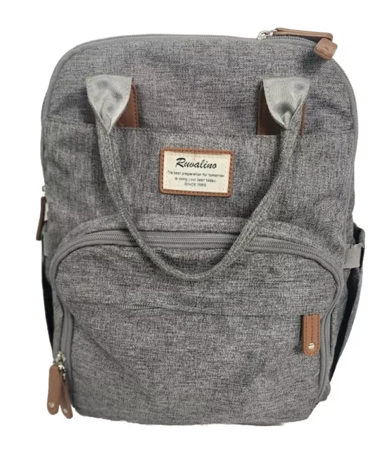 Ruvalino Gray Brown Multifunction Travel Maternity Back Pack Diaper Bag Great