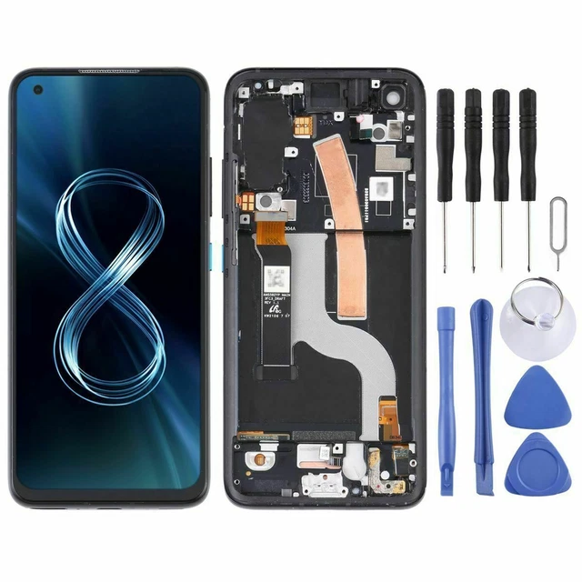 Für Asus Zenfone 8 ZS590KS Display Full LCD Display mit Rahmen Schwarz Ersatz