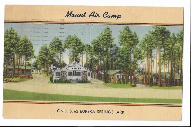 Mount Air Camp (Tourist Court), US 62, Eureka Springs, AR 194...? Linen Postcard