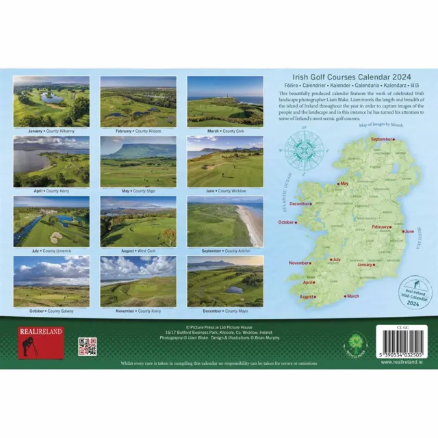Irish Golf Courses A4 Calendar 2024 - Regional - Month To View 3