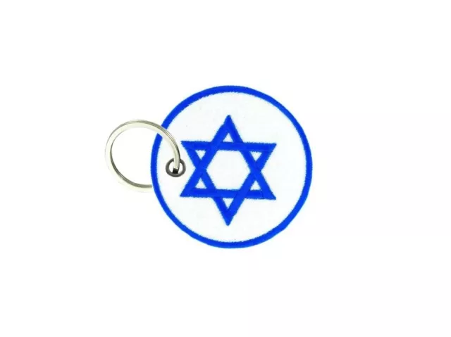 Porte cle cles clef brode patch ecusson drapeau israel etoile de david