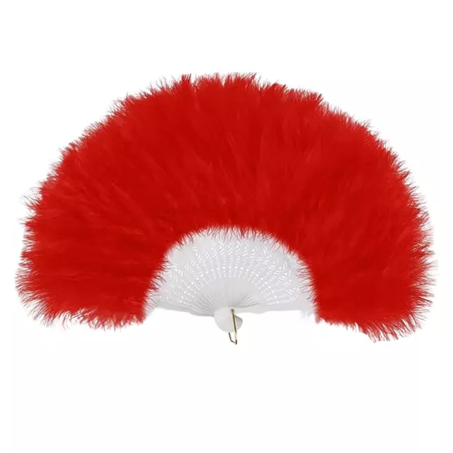 RED 20s Flapper Feather Fan Hand Held Ladies Halloween Costume Fancy Dress Party