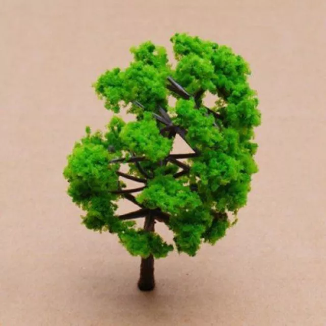 Durable Miniature Wargame Park Scenery Set of 10 Green Plastic Model Trees