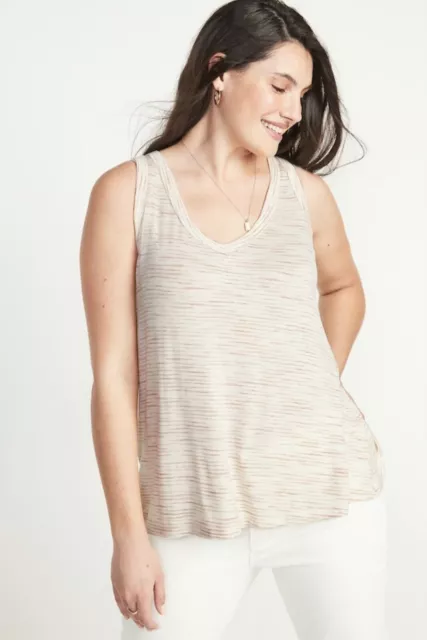 Old Navy Women's Luxe Space Dye Stripe V-Neck Tank Top Size XS S M L XL XXL