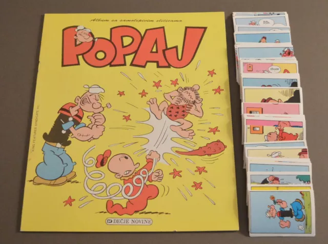1980 DN Popeye empty album + complete set 100 stickers Popaj