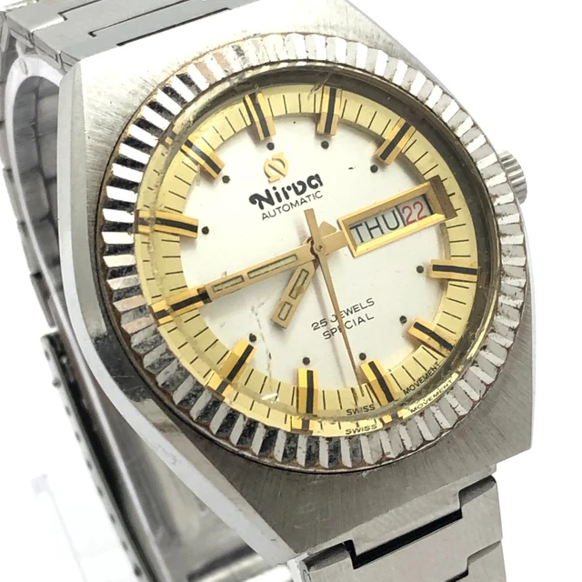 Vintage NIVADA Automatic 25 Jewels Special 38mm Swiss Made Men Wrist Watch B5760