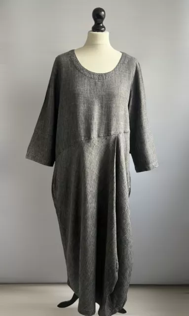 SAHARA Stunning Tencel & Linen Hitched Hem Relaxed Fit Dress M 42" Chest