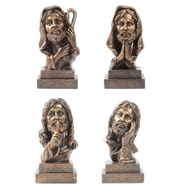 Resin Christ for Head Bust Statue Antique Bronze Religious Sculpture Figur