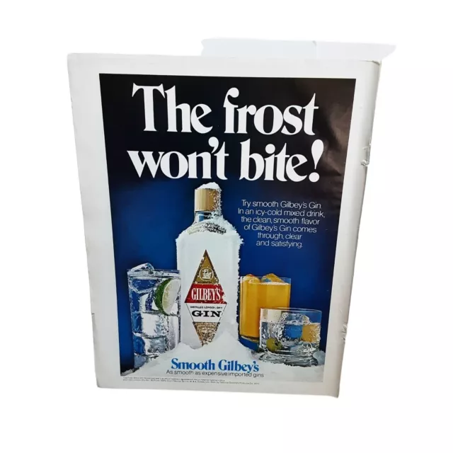 1978 Gilbeys Gin Frost Wont Bite Original Print Ad Vintage