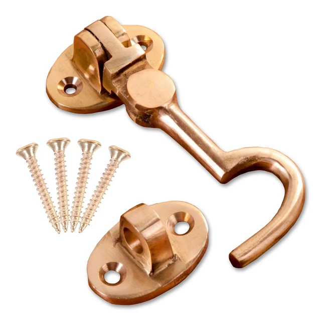 10 x SILENT CABIN HOOK & EYE 50mm Small Holder/Catch Patio/Gate/Shed Door Arm
