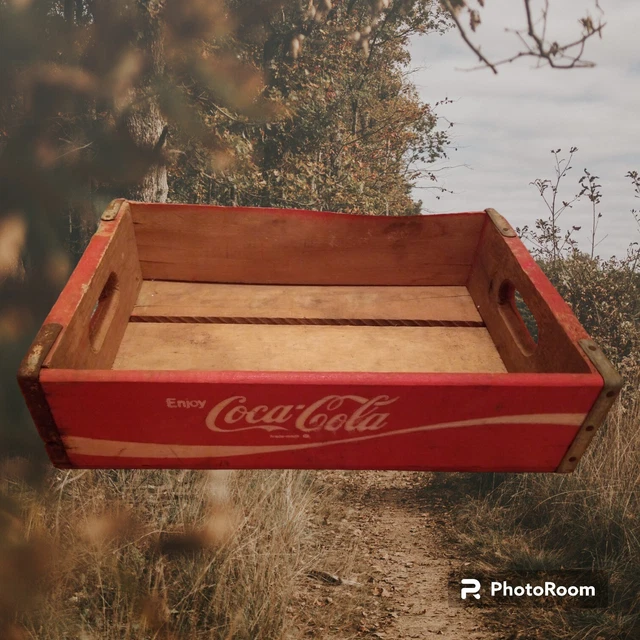 Vintage Coca Cola Red Wooden Crate Slates On Bottom