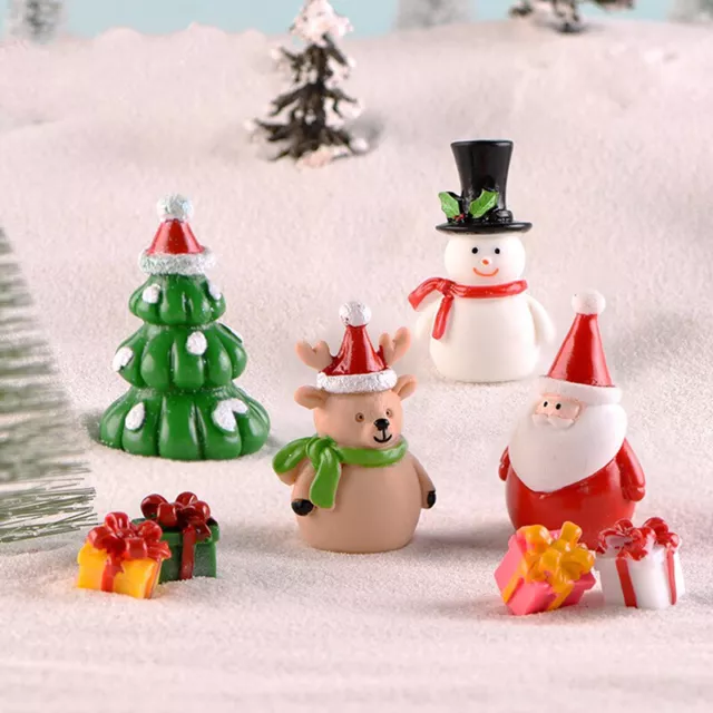 Christmas Snowman Santa Claus Trees gift Figurines Fairy Garden Miniature Cra LN