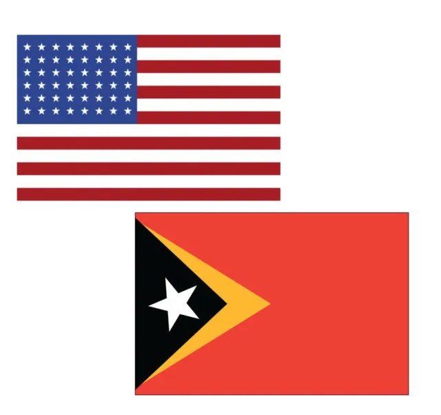 3'x5' Polyester USA & East Timor Flag Set; One Flag for Each Country