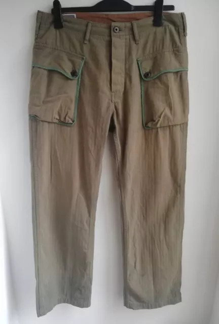 Faded Red Tornado P44 Monkey Pants W34 Vintage Men's Workwear HBT Cargo Trouser