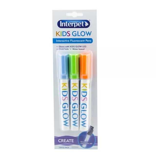 Interpet Kids Glow Pens - Orange, Green & Blue - Works Under Blue Lighting
