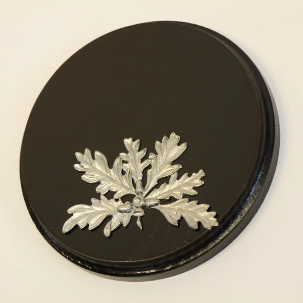 Placa de Jabalí Tablero Keiler Escudo Trofeo Redondo Oscuro Af 13cm Hoja Roble 2