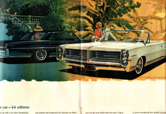1964 Pontiac Bonneville convertible & Catalina large-magazine centerfold car ad