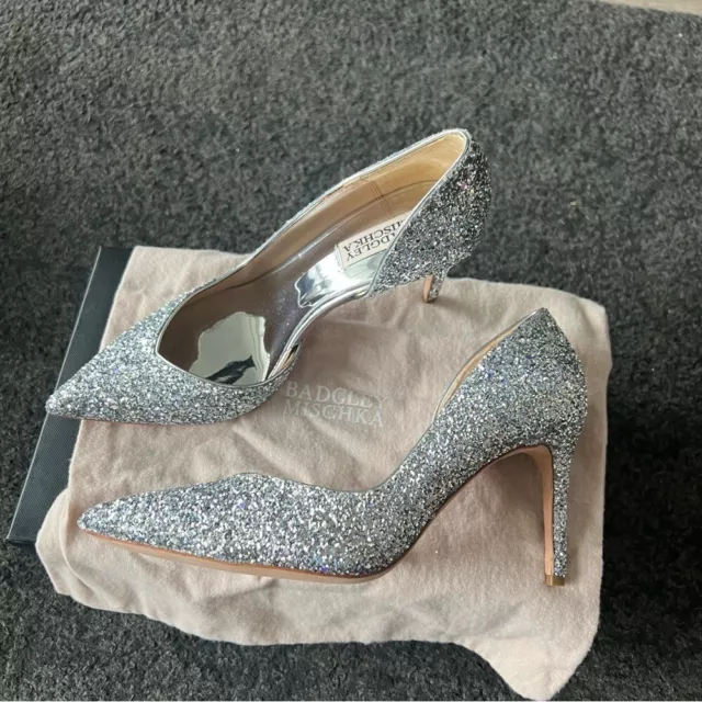 Badgley Mischka Daisy II D’Orsays pump glitter bridal flawed