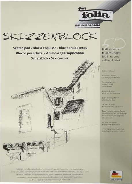 Folia 8304 Skizzenblock DIN A4  120 g/m² 50 Blatt Zeichenblock Künstlerblock