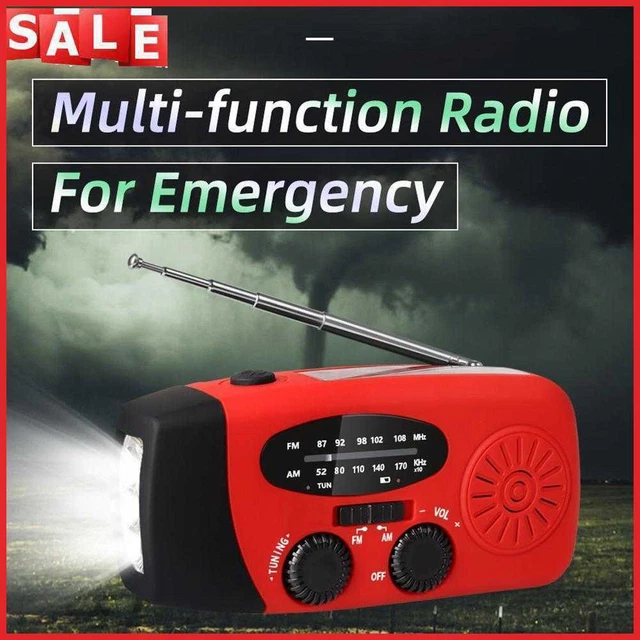 3 LED Lights Flashlight Hand Crank Radio 1200mAh Power Bank USB Charger AM FM